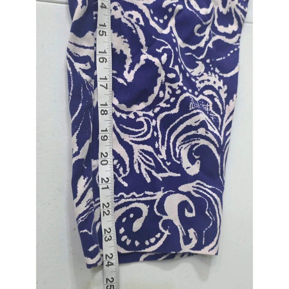 Chico's Blue White‎ Scroll Paisley Crop Pants Size 1.5 M Pull On  Side Zip